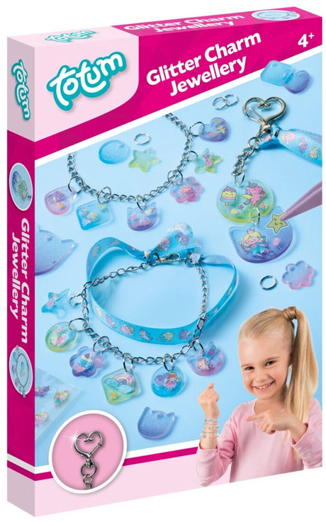 Totum glittersticker bedel armbandjes en sleutelanger maken maken met kawaii prinsessen en uniorns - sieraden maken 2 armbandjes en hanger