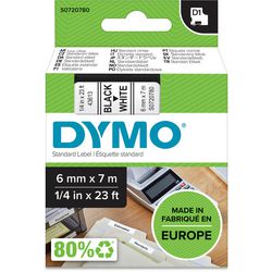Dymo tapes 43613 polyester sort og hvid 6mmx7m blank