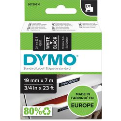 Etikettape dymo d1 polyester 19mmx7m hvid-sort blank