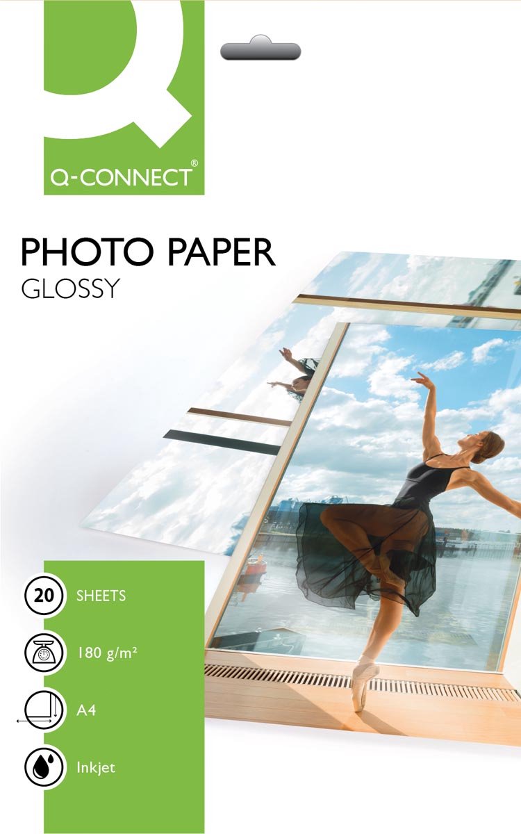 Q-connect fotopapir, ft a4, 180 g, pakke med 20 ark