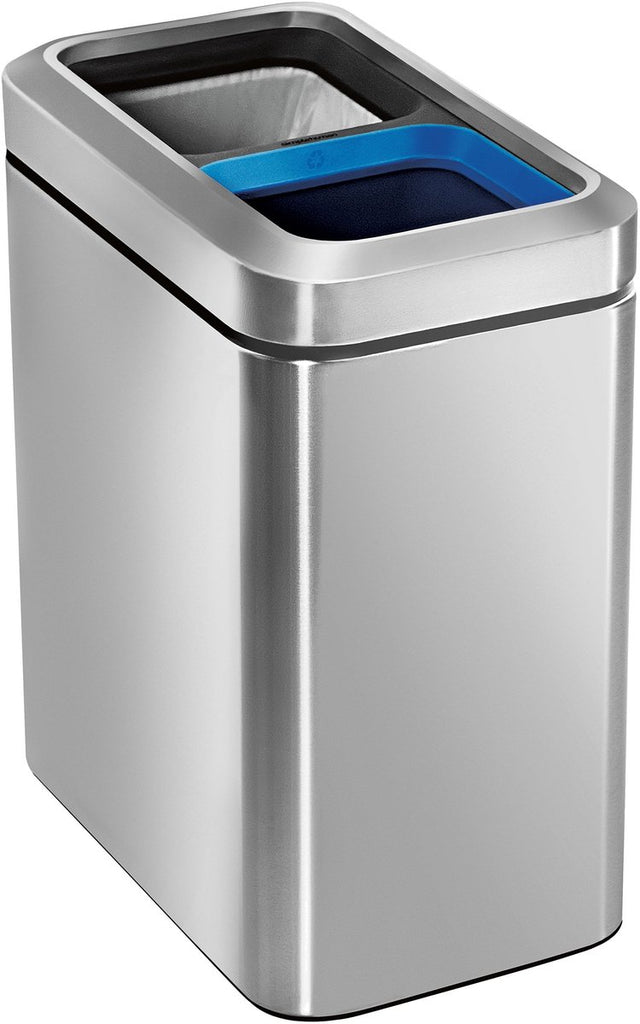 Simplehuman slank åben genbrugsspand - 20 liter (10 10) - sølv - børstet rustfrit stål