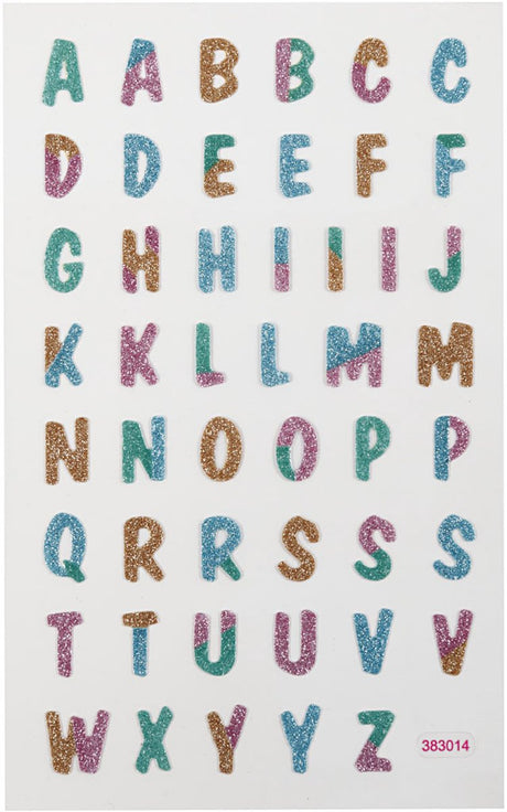 Creativ firma glitter stickers, bogstaver, ark 10x16 cm, 1 ark