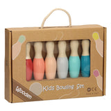 Bowlingsæt til børn i træ - pastel