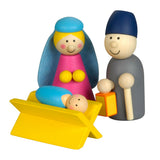 Krybbe i træ med legefigurer