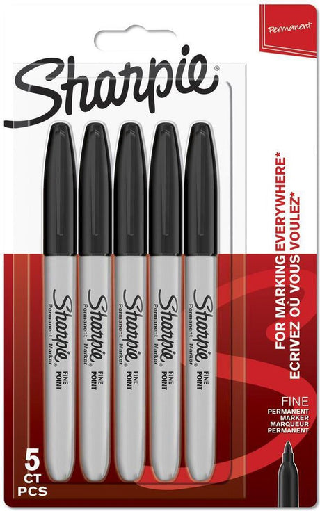 Sharpie permanente markører | fint punkt | sort blæk | 5 stk