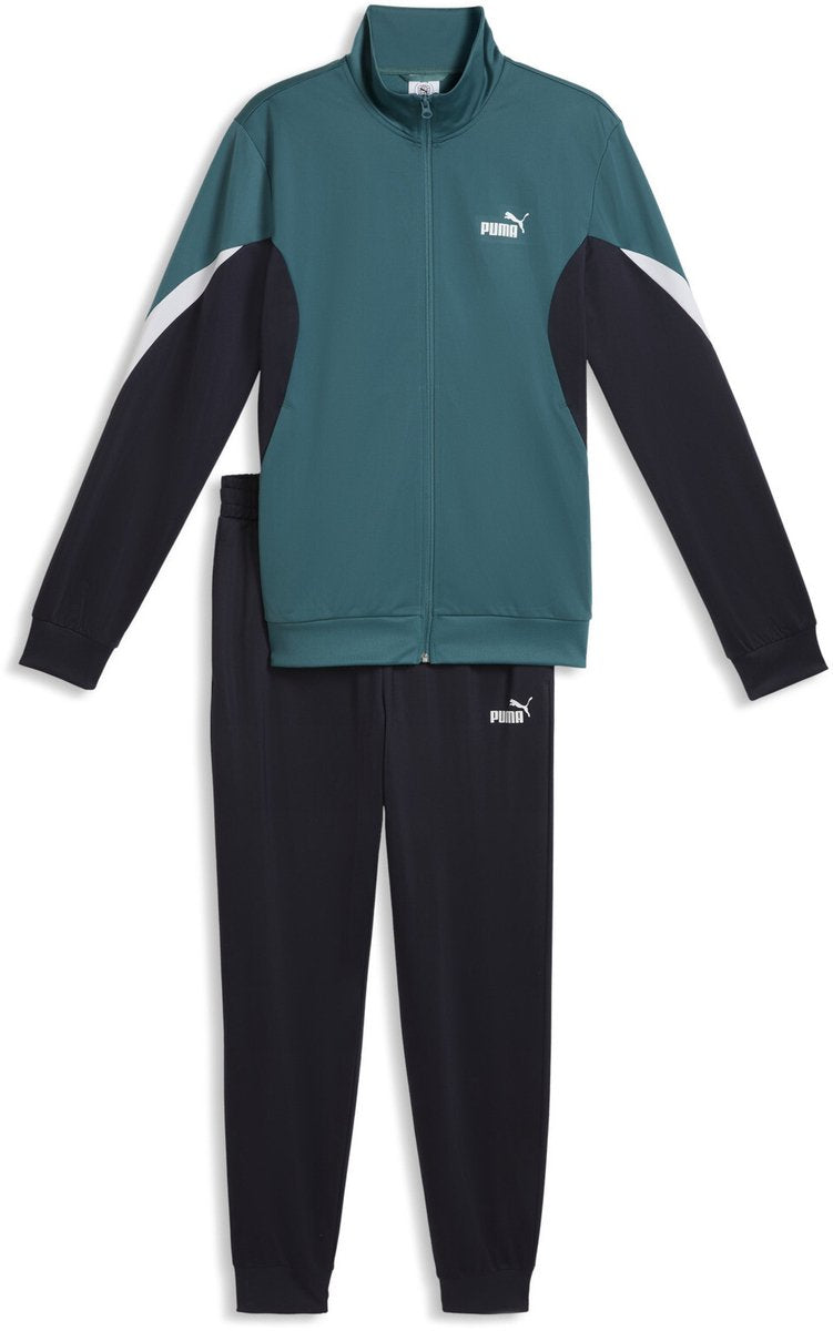 Puma ess blok poly suit unisex træningsdragt - smaragd is