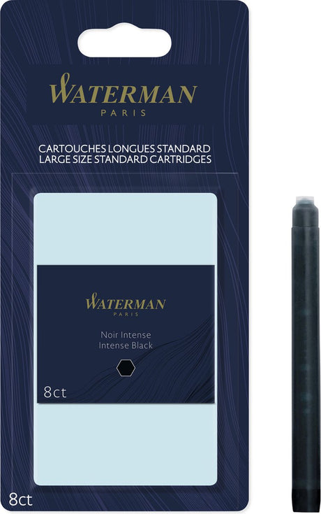 Waterman -fyldepen blækpatroner | lang international | intens sort | 8 blækpatroner