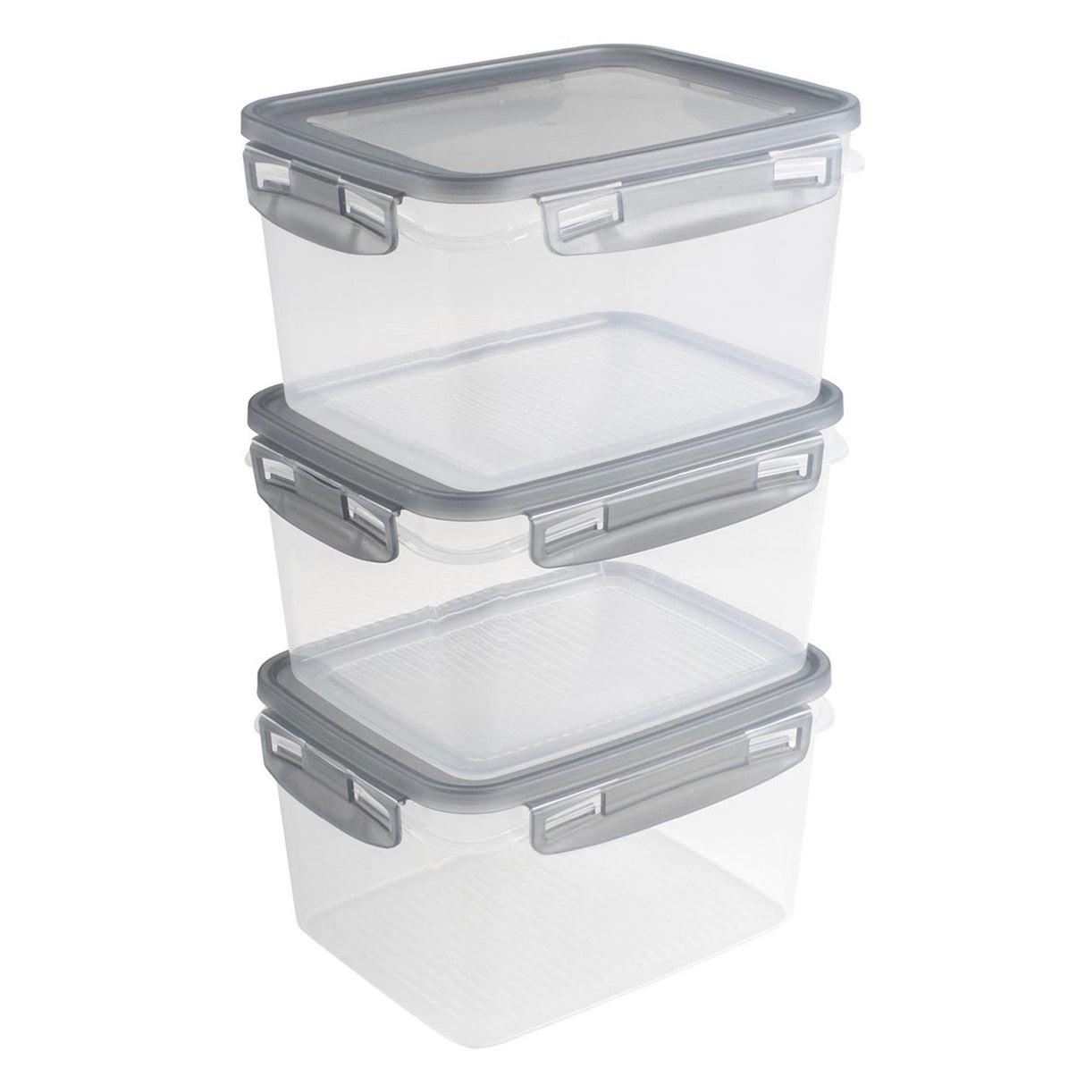 Sunware club cuisine fryseboks sæt med clips sæt af 3 1,5l transparent grå