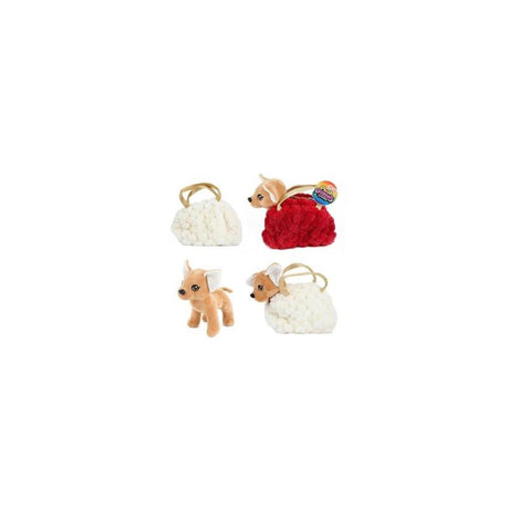 Toi-legetøj toi legetøj plys hund chihuahua i bling bling håndtaske 24x13x20cm