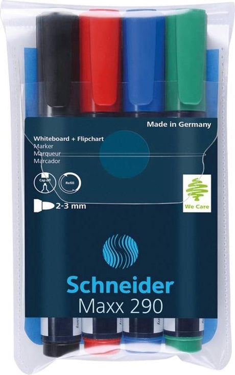 Schneider skriveredskaber schneider whiteboard tuscher - maxx 290 - rund spids - 4 stk - til whiteboard og flipover - s-129094