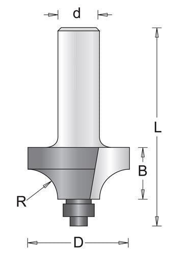 Hikoki tilbehør Hikoki kvart rund fræser 28,6 mm skaft 8 mm + leje