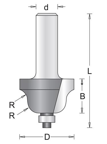 Hikoki tilbehør Hikoki ogee rund fræser 25,4 mm aksel=8 mm+leje