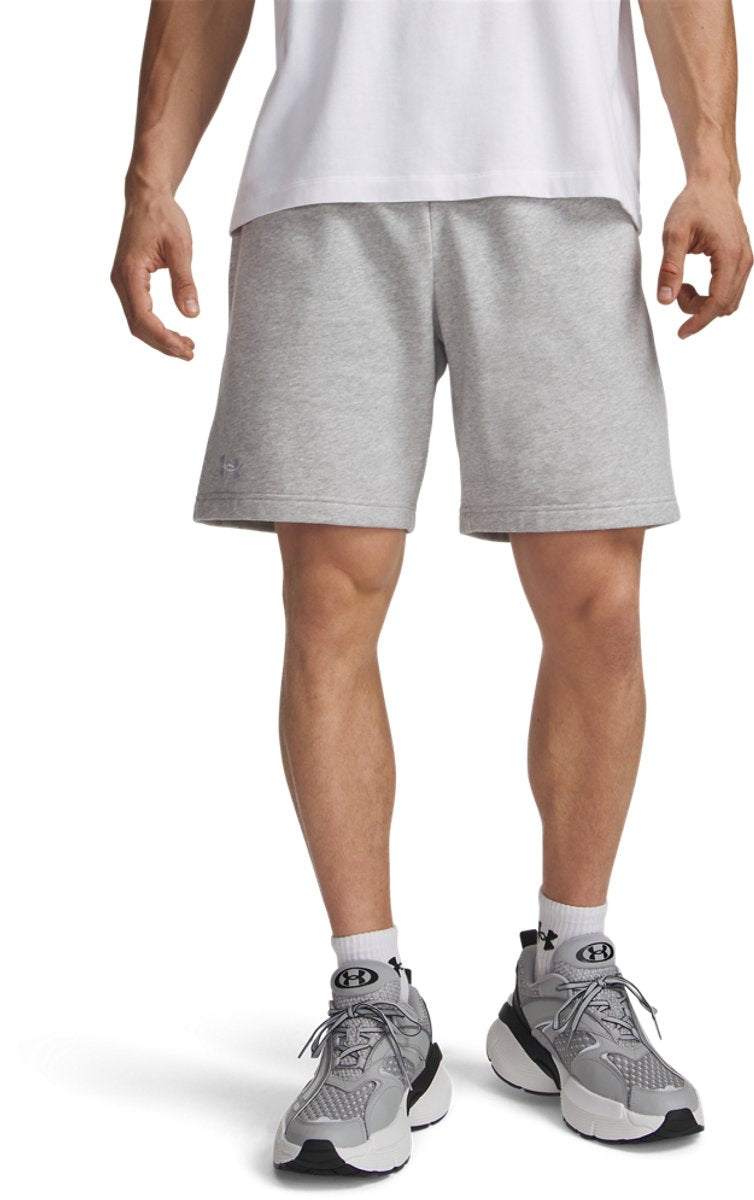 Under Armour UA Rival Fleece Shorts - Grå Herre Sportsbukser - Mod Grå Lys Heather - Hvid