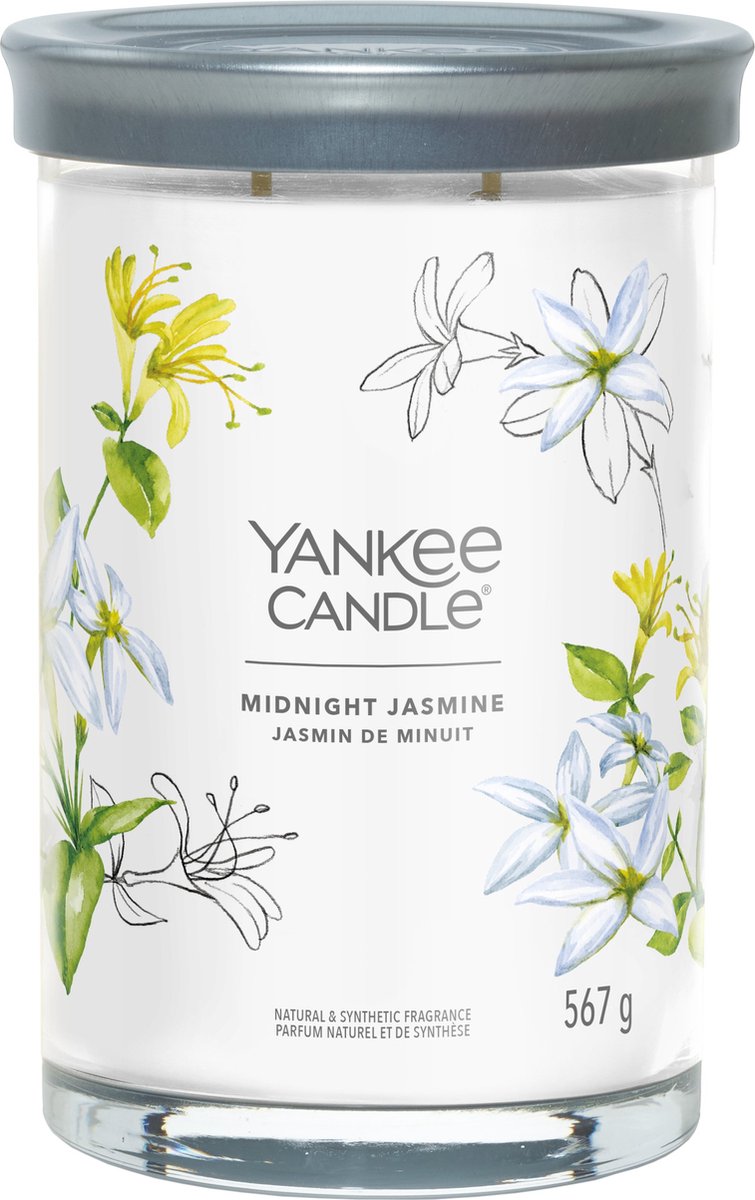 Yankee lys - midnat jasmin stort tumbler duftlys - 100 brændende timer - to væge