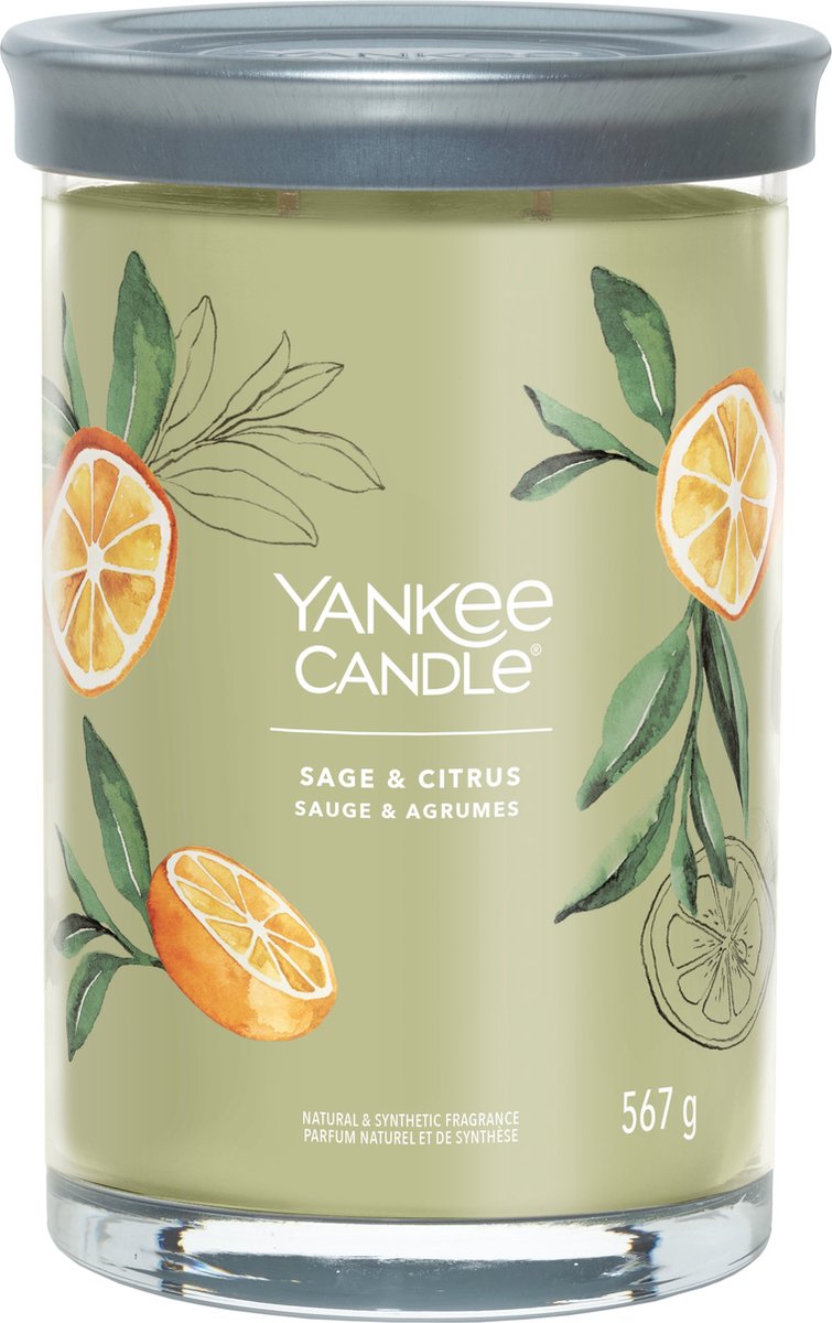 Yankee lys - salvie citrus stor tumbler duftlys - 100 brændetimer - to væge