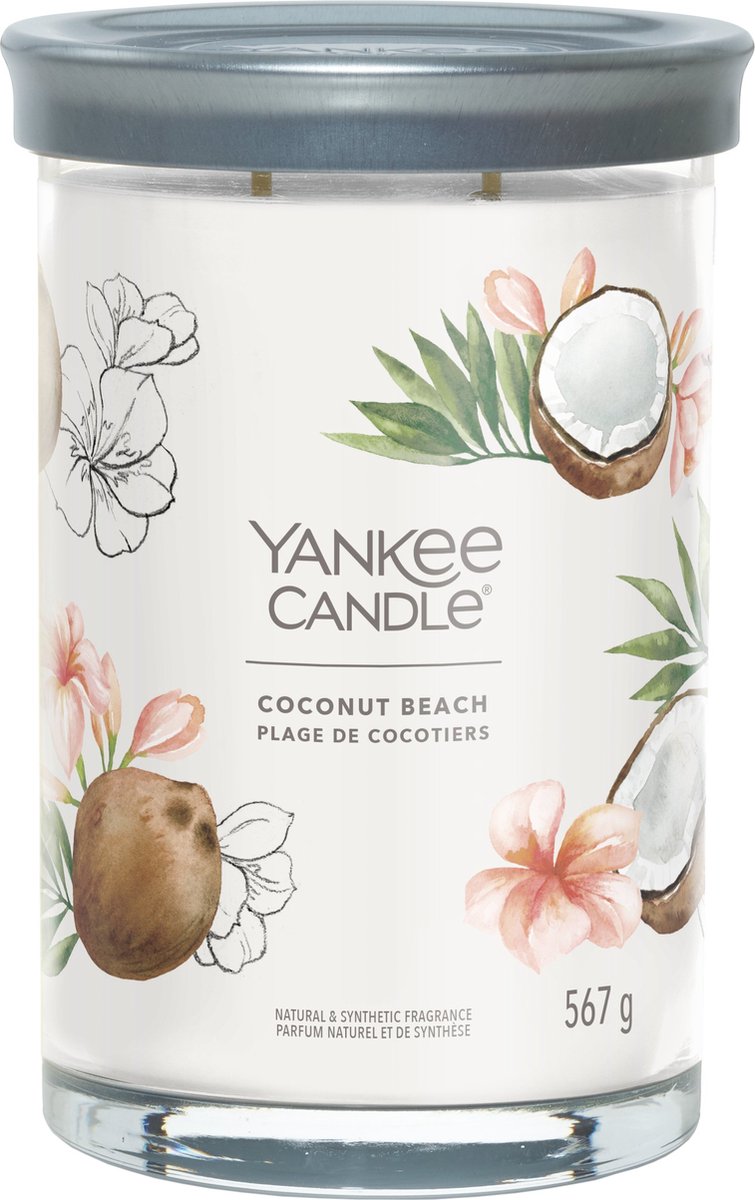 Yankee stearinlys - kokosstrand stort tumbler duftlys - 100 brændende timer - to væge