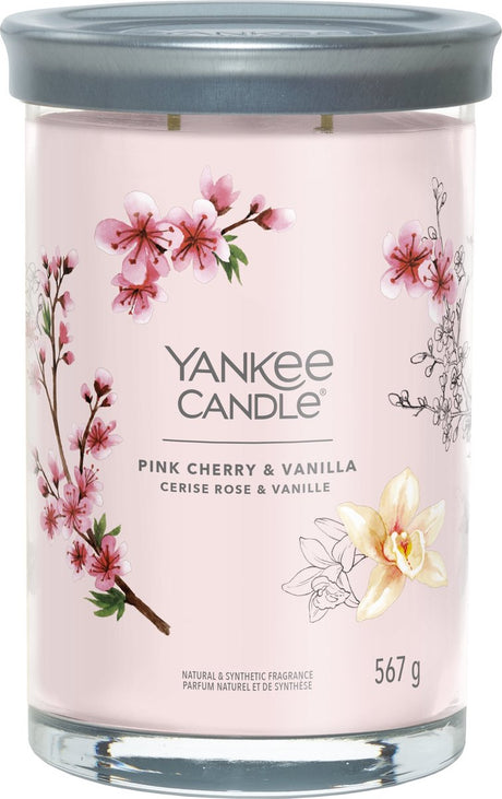 Yankee lys - pink kirsebær vanilje stort tumbler duftlys - 100 brændende timer - to væge