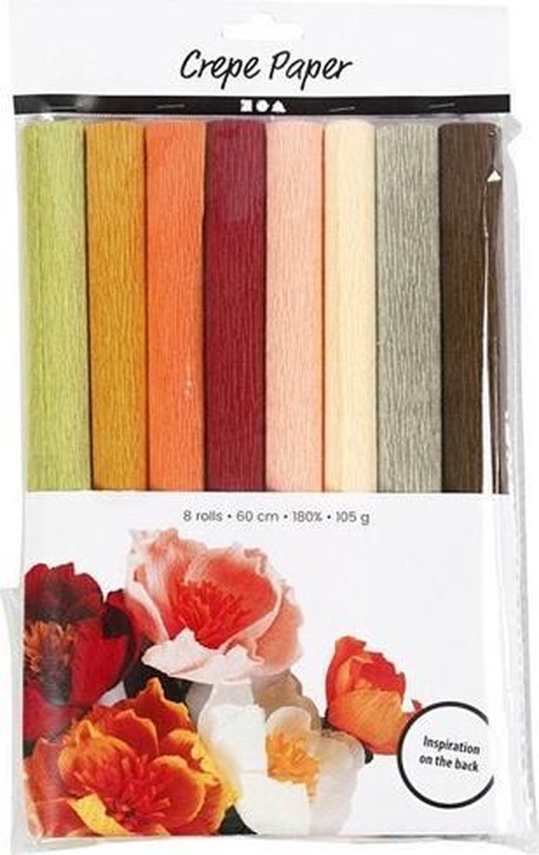 Creativ company crepepapir varme toner 8 stk 25x60 cm