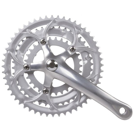 Mighty kranksæt race 3 x 8 gear 30 42 52t aluminium - sølv