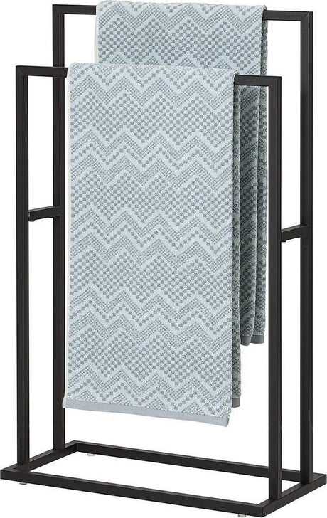 Sælskindscarré - håndklædeholder - 24 x 48 x 78,5 cm - til 2 håndklæder - fritstående - sort