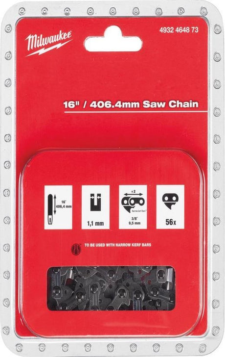 Milwaukee 40 cm motorsavskæde 3 8 x 406,4 x 1,1 - 4932464873