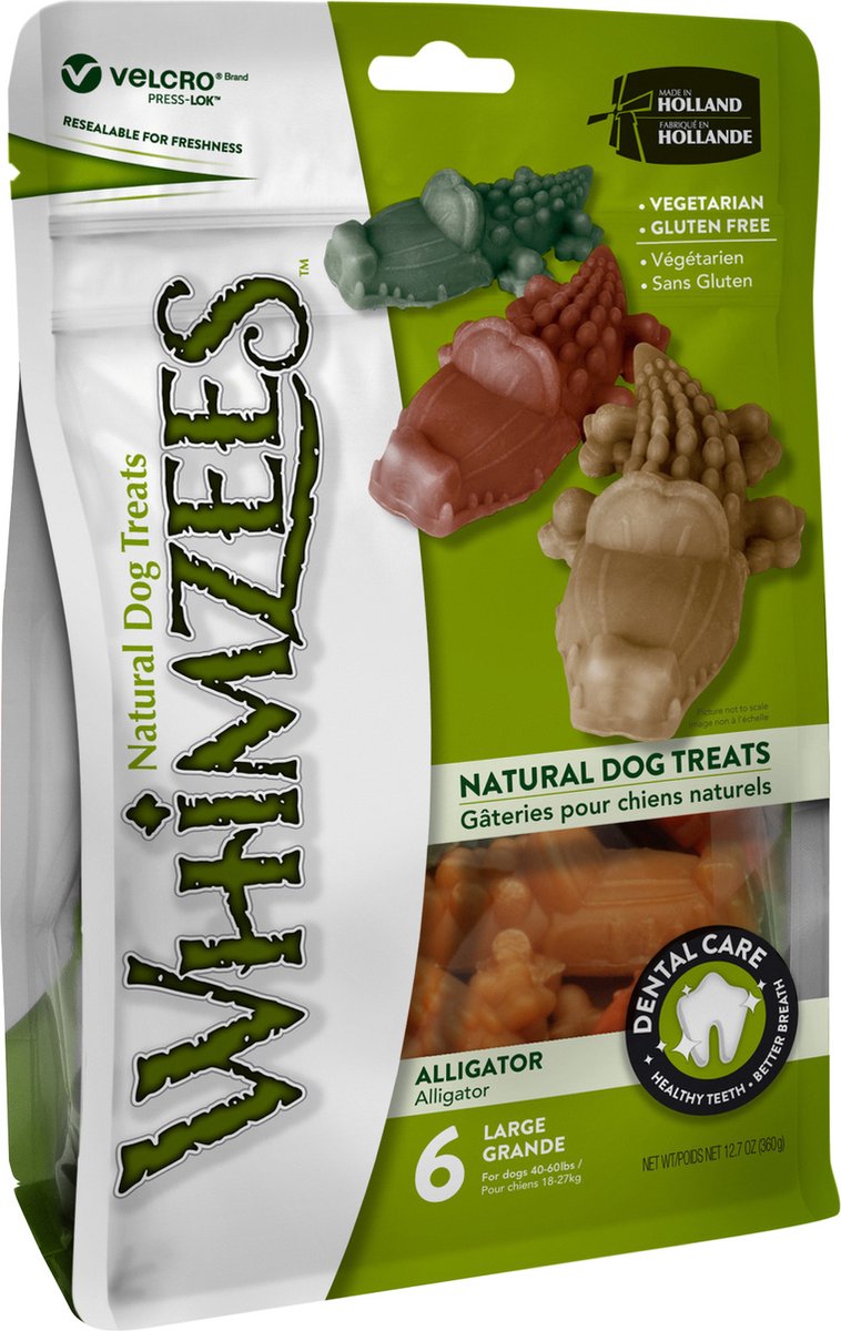 Whimzees krokodille l - tyggesnacks - hund - 11,7 cm - 6 stk.