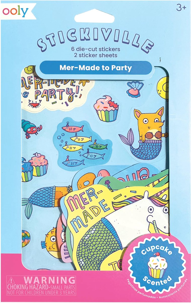 Ooly - stickiville-klistermærker: Mermade til fest - duftende (2 ark 6 udstansede)