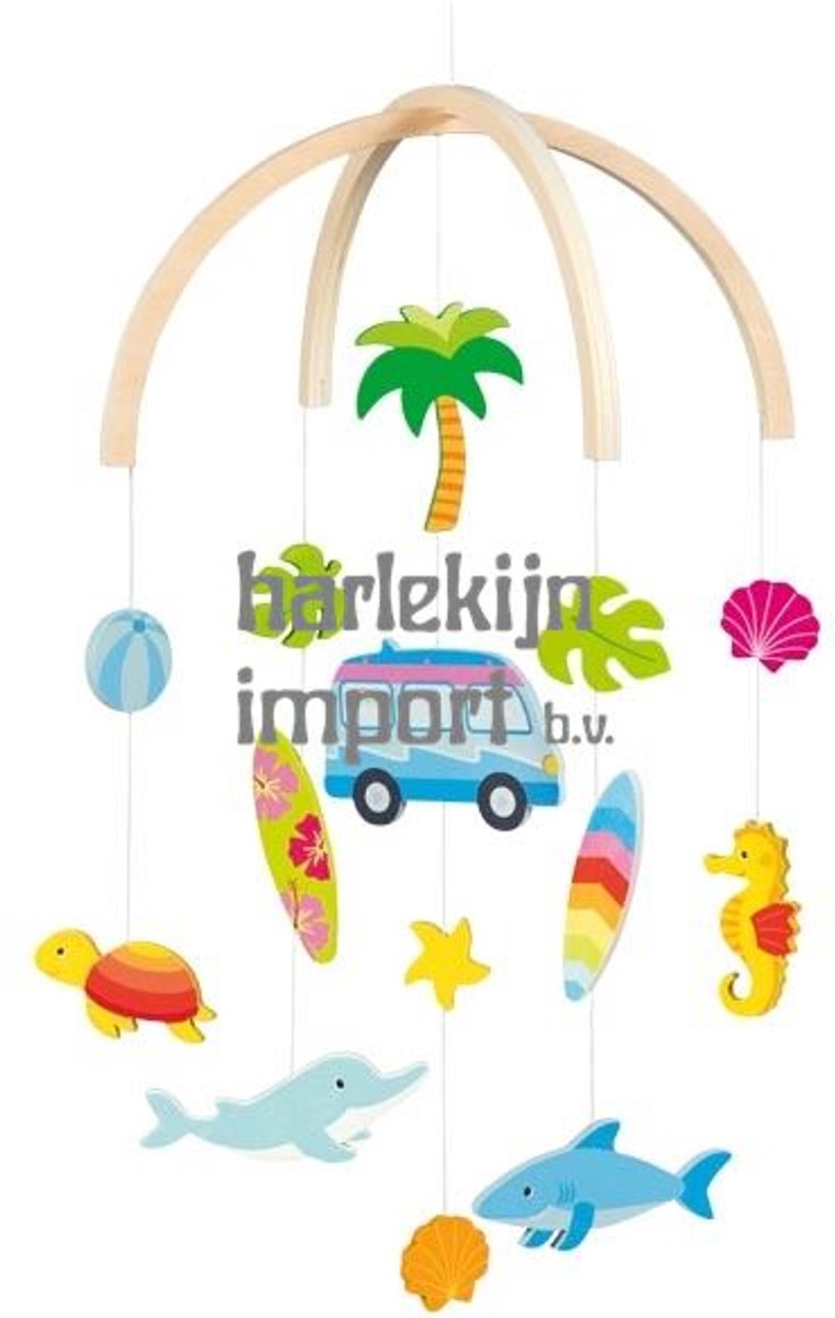 Goki mobil - surfer - 25x30cm - træ