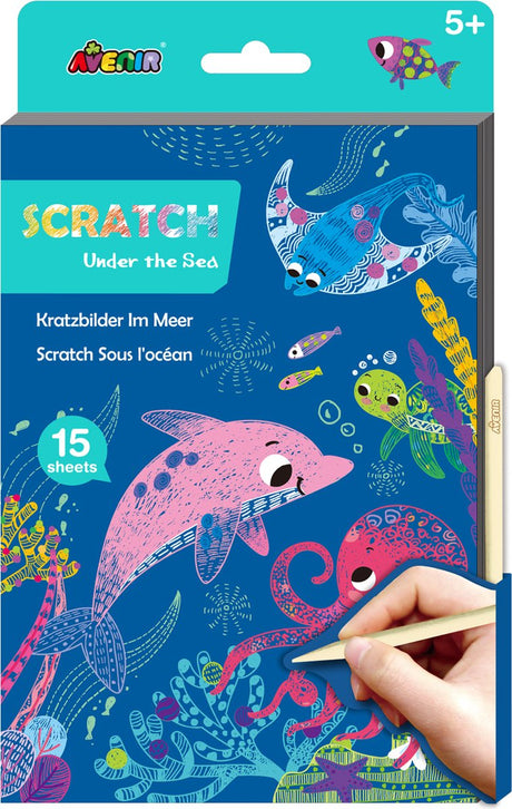 Avenir scratch art book a5 - sea life - 15 sider - kreativ leg - 5+