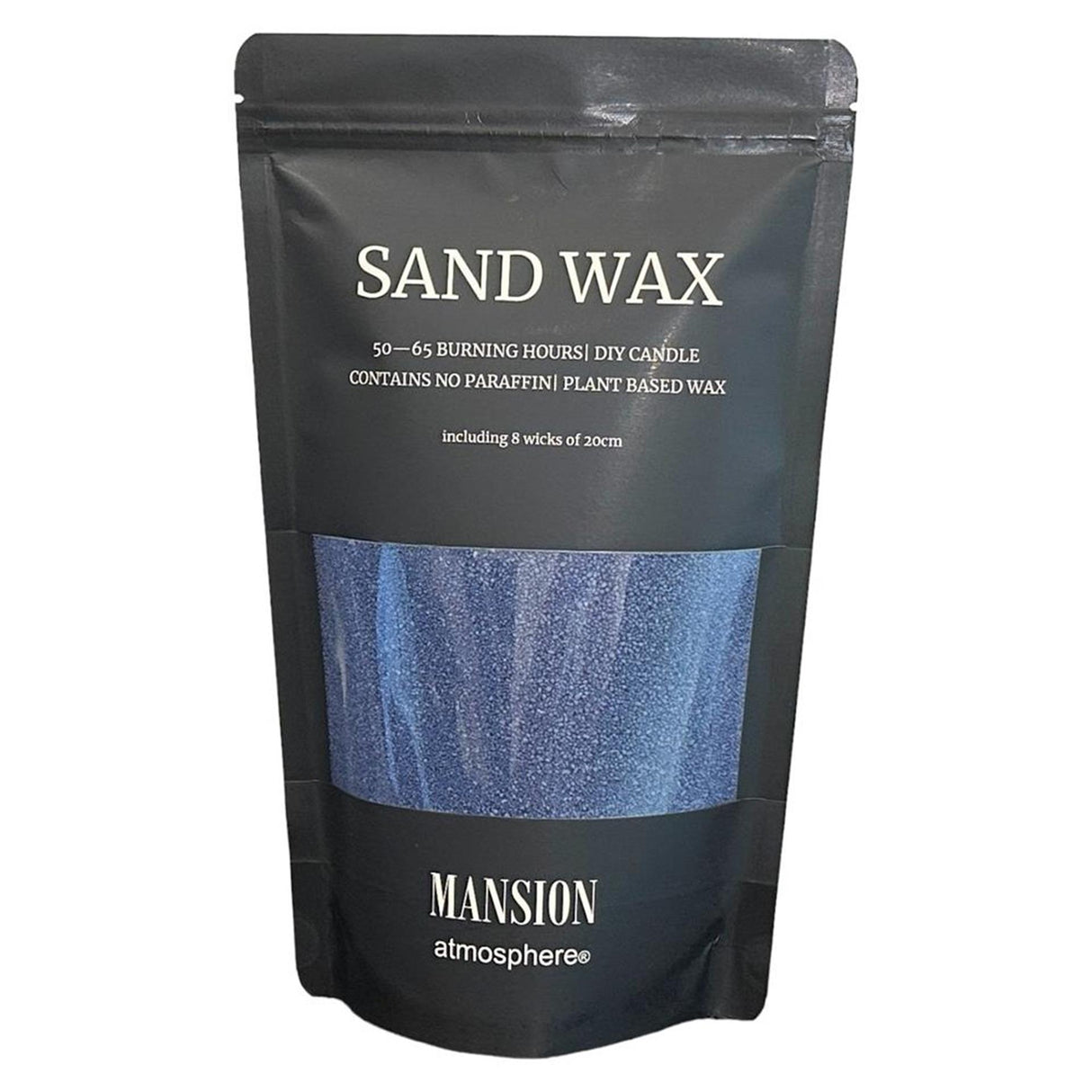 Mansion atmosfære sandvoks mørkeblå 500g ziplock taske med 8 væge