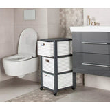 Rotho country design kommode med hjul 3x18l hvid