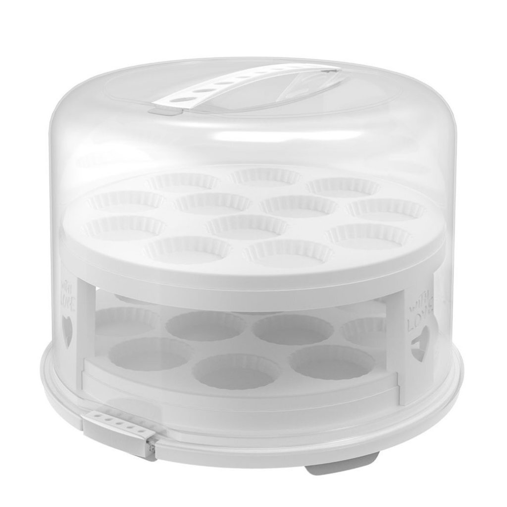 Rotho frisk kageæske xl + cupcakeholdere 35,5x34,5x26 cm hvid gennemsigtig