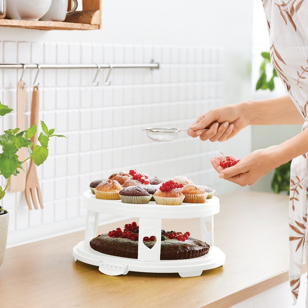 Rotho frisk kageæske xl + cupcakeholdere 35,5x34,5x26 cm hvid gennemsigtig