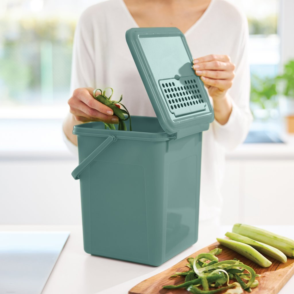 Rotho biokompostspand - organisk affaldsspand 8l - BPA fri - inklusive kulfilter - grøn.
