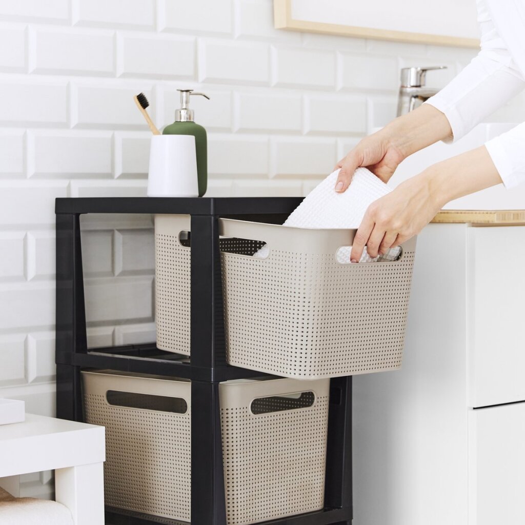 Rotho tower brisen design kommode 3x16l med cappuccinohjul
