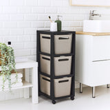 Rotho tower brisen design kommode 3x16l med cappuccinohjul