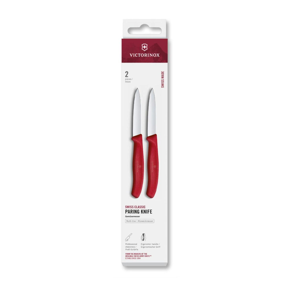 Victorinox skrællekniv 2 stk glat 8cm rød