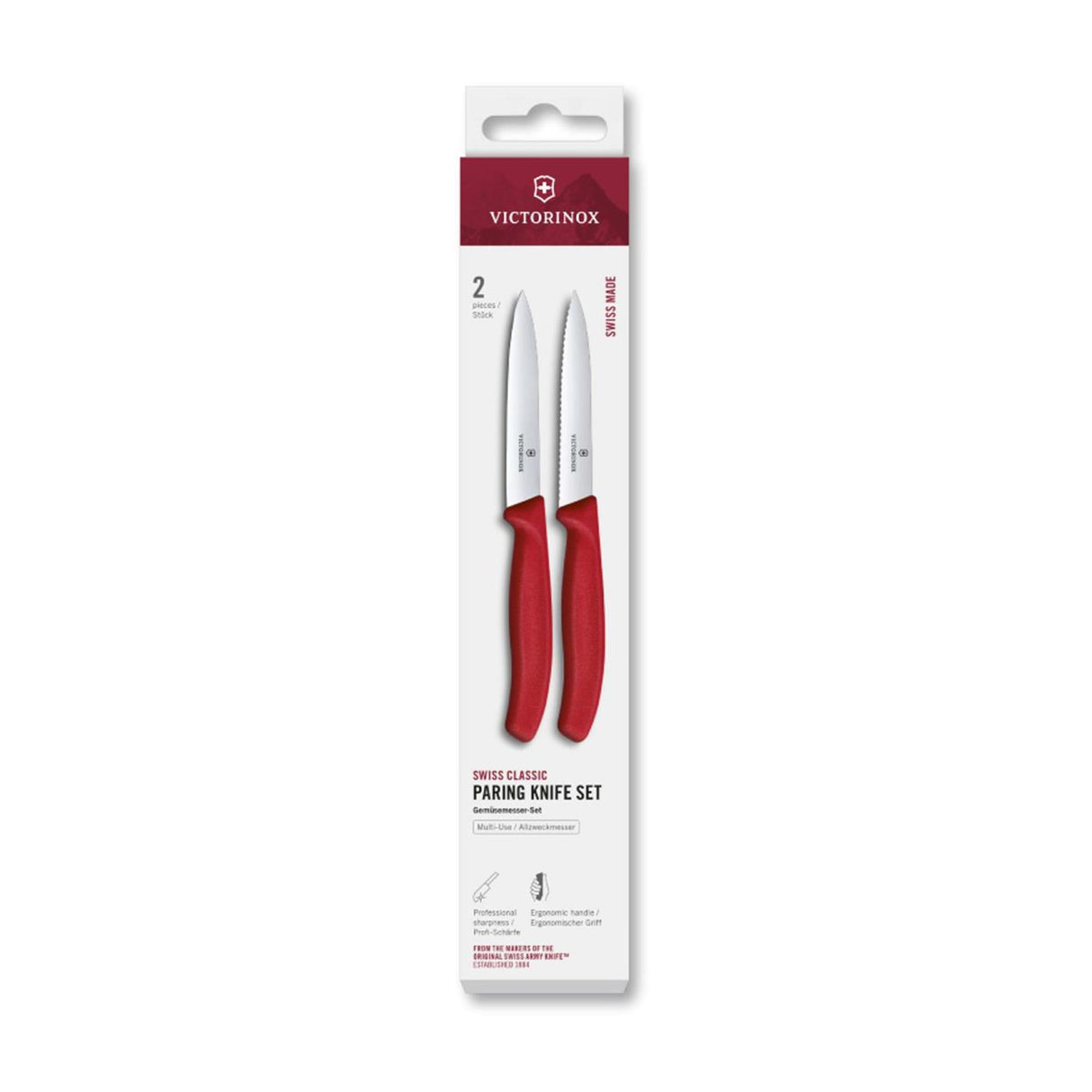Victorinox skrællekniv 2stk glat savtakket rød