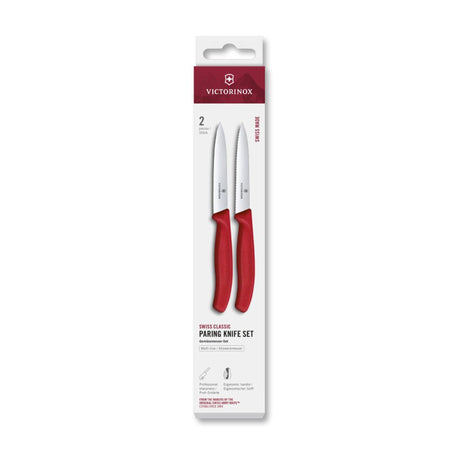 Victorinox skrællekniv 2stk glat savtakket rød
