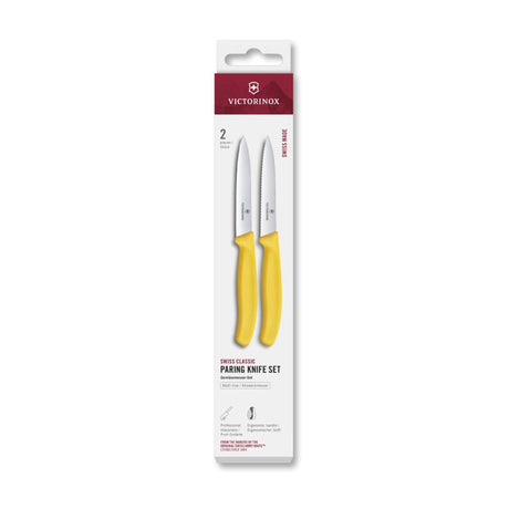 Victorinox skrællekniv 2stk glat savtakket gul