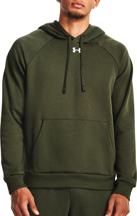 Under armour ua rival fleece hættetrøje herre sportstrøje - grøn - hvid