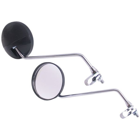 Edge Mirror Set med klemme M8 med klart glas - rund form - sort krom