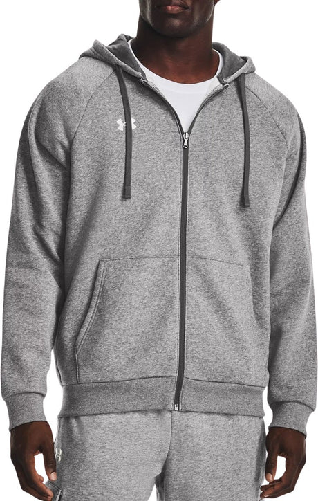 Under Armour UA Rival Fleece FZ Hættetrøje-Gry Sportstrøje til mænd - Castlerock Light Heather - Hvid