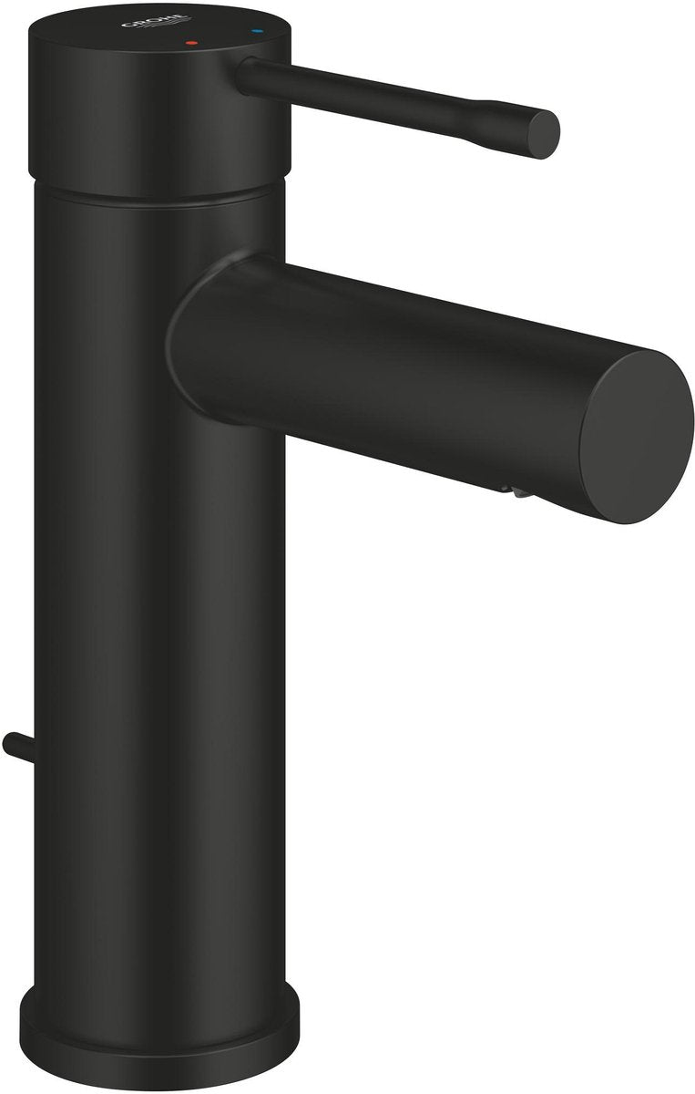 Grohe essence new s-size håndvaskarmatur – med pop-up affald – ecojoy – fastfixation plus – mat sort