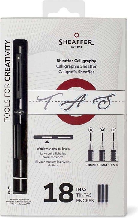 Sheaffer kalligrafi sæt - sort - nibs f m b - sf-93402