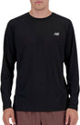 New balance sport essential langærmet sportstrøje til mænd - sort
