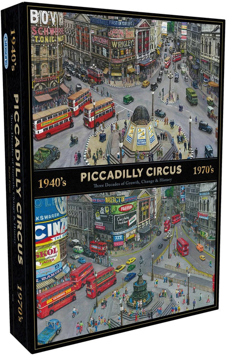 Gibsons - piccadilly cirkus gennem årtierne (af bryan evans) - 1000 brikker 49×68cm (b×h) - puslespil for voksne