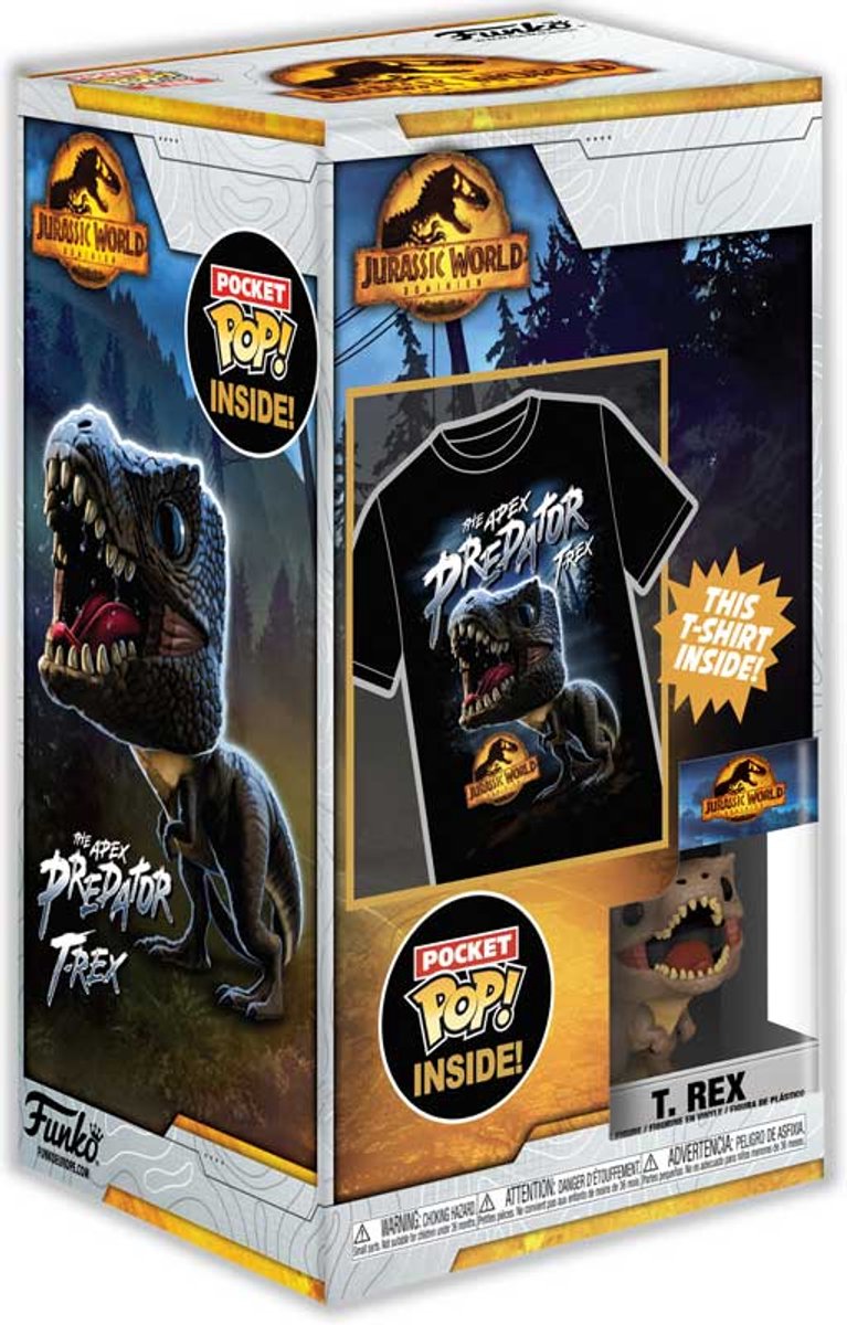 Funko pocket pop! t-shirt jura - t rex - m.