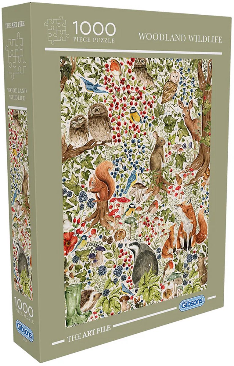 Gibsons - skovdyreliv (ved kunstfilen) - 1000 brikker 48×69 cm (b×h) - puslespil for voksne