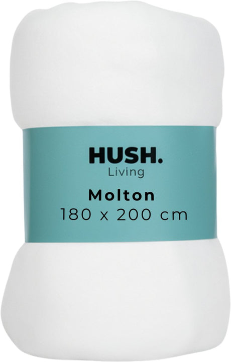 Hush. living hush living molton matrasbeschermer - 80% katoen 20% polyester - uitstekende vochtopname - vormvast - comfort en duurzame bescherming - 180x200x30cm
